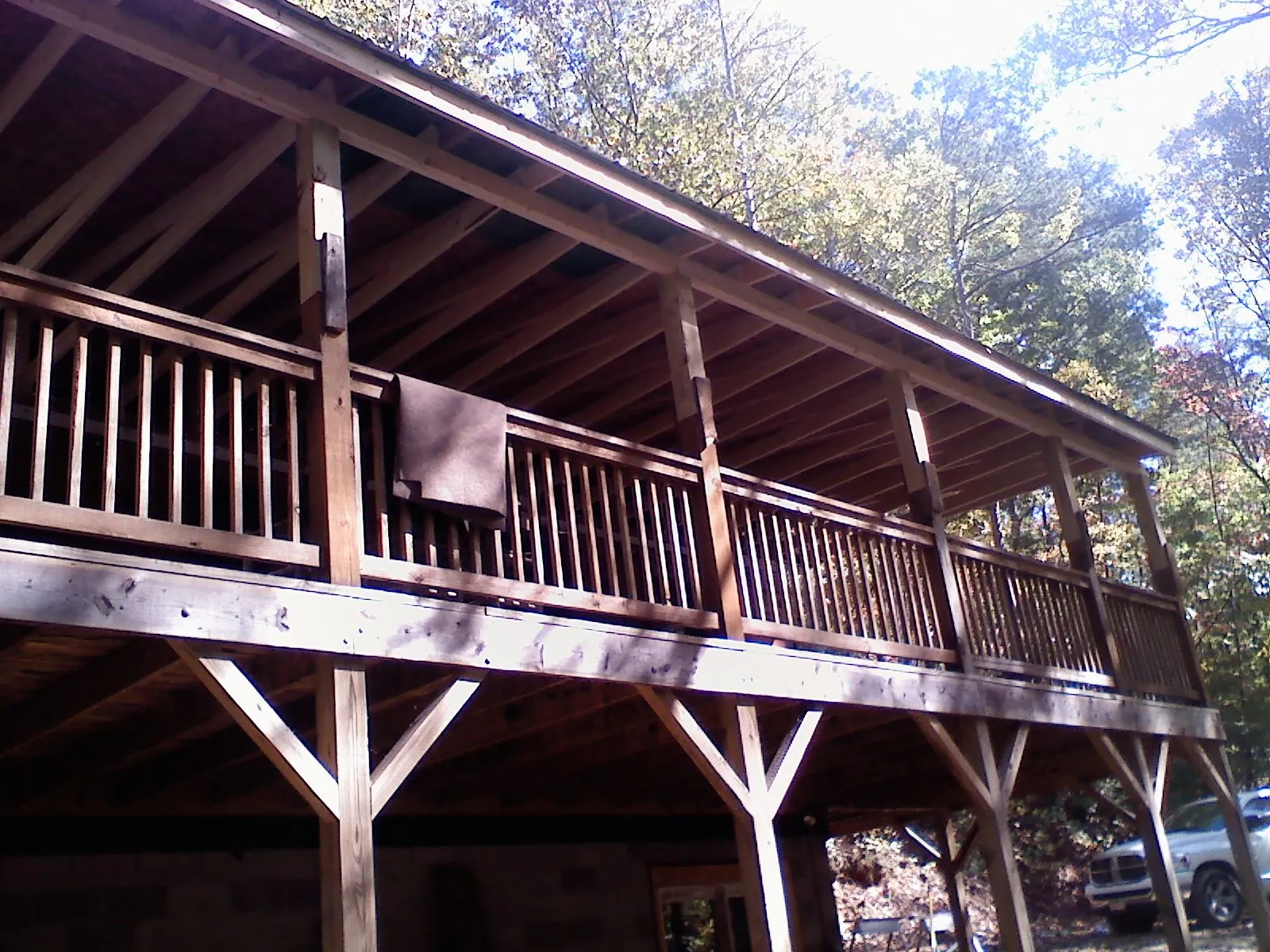 Timber framing under a new elevated porch and deck — Roof Leak Repair in Lansford by Roofing Brothers